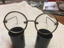Vintage/Antique Gold Color Glass Round Wire Rimmed Eyeglasses - Lennon / Potter