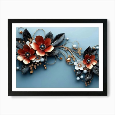 3d Artwork Illustration White and B Framed Wall Art Poster Canvas Print Picture