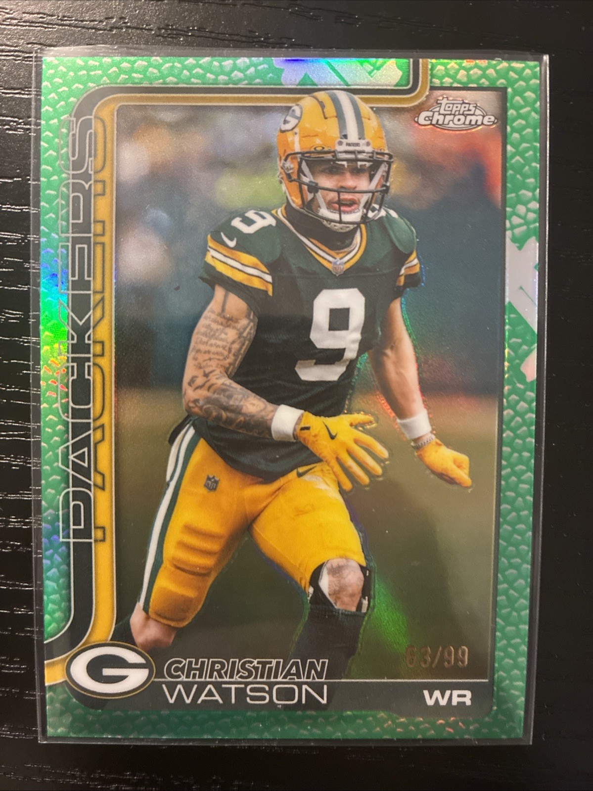 2025 Topps Chrome - Christian Watson #112 Green Leather Refractor /99