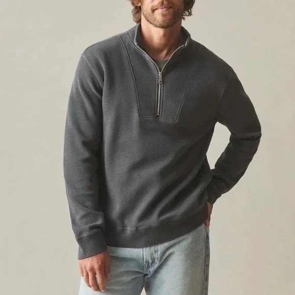 American Giant French Rib Sweatshirt Mens Medium Dark Charcoal Half Zip Outdoor