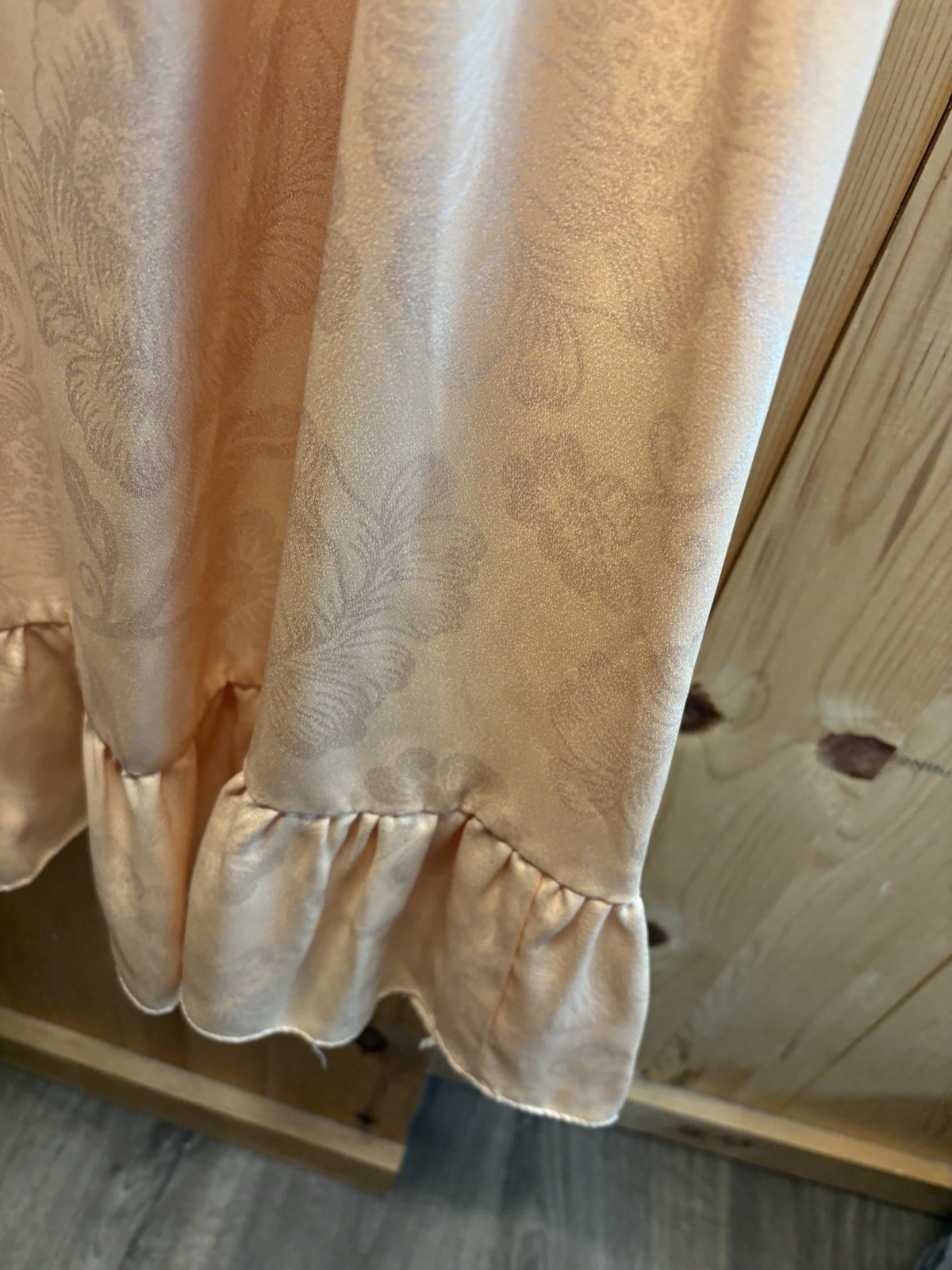 1970s Peach Satin Gunne Sax Prairie Dress I Magnin (minor Flaws) XXS 32/29 Tie