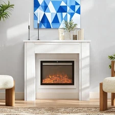 Fireplace Mantel, Freestanding Fireplace Surround w Leg for Electric Fireplaces