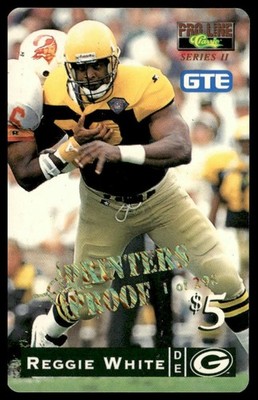 1995 Pro Line Series II #13 Reggie White Phone Cards $5 Printer's Proofs #/298