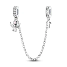 MULA 925 Sterling Silver Charm Safety Chain 5A CZ Angel Cross for Women Bracelet
