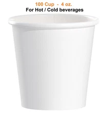 100 Disposable Paper Cups 4 oz Coffee Cup Tea Cocoa for Cold/ Hot Drinking Cup