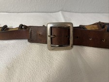 Vintage Leather Hippie Boho Belt With Square Adjustable Accents
