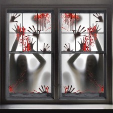 FUNNISM 2PCS Halloween Haunted House Decoration Window Door Cover Scary Zom...