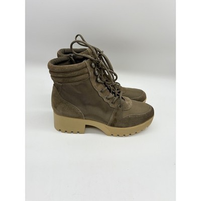 Steve Madden Green Leather Lace Up Platform Chunky Heel Ankle Boots Womens 10M