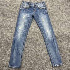 Miss Me Jeans Womens 26 Blue Stretch Denim Cuffed Skinny