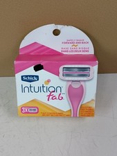 SCHICK Intuition F.A.B. FAB Razor Cartridge REFILL 3 ct NEW Damaged Packaging