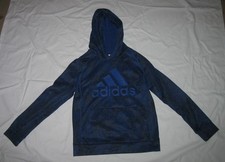 Adidas Youth Logo Blue Black Brush Pullover Hoodie Size M Medium 10 12