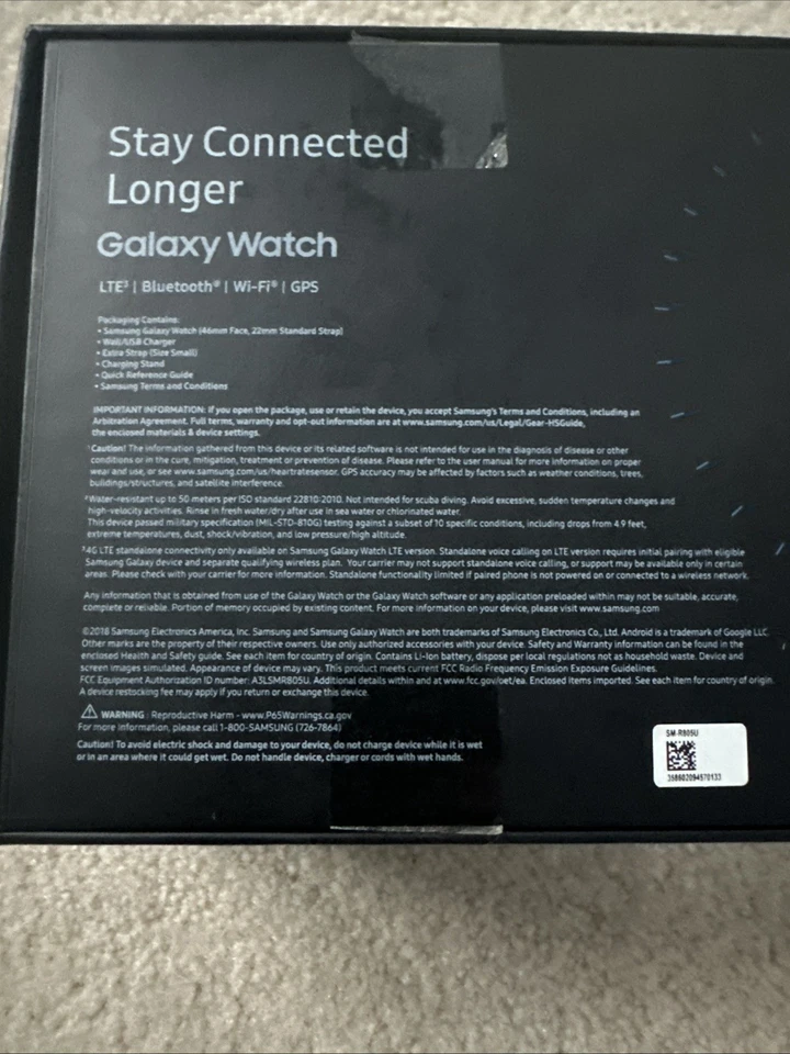 Samsung Galaxy Watch 46mm (LTE) Pre owned Silver Black Band. Verizon Service - Image 3 of 4