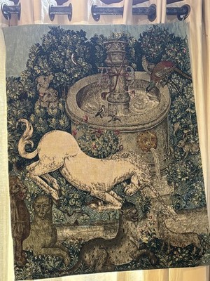 Gobelin Wandteppich Einhorn  La Fontaine  Frankreich  Cloisters 16. Jh. 68x88 cm