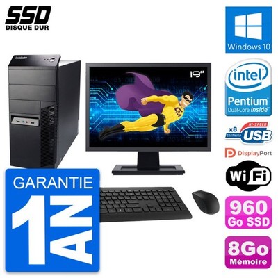 PC Tour Lenovo M91p Bildschirm 19'' Intel G630 RAM 8GB SSD 960GB Windows 10 Wifi