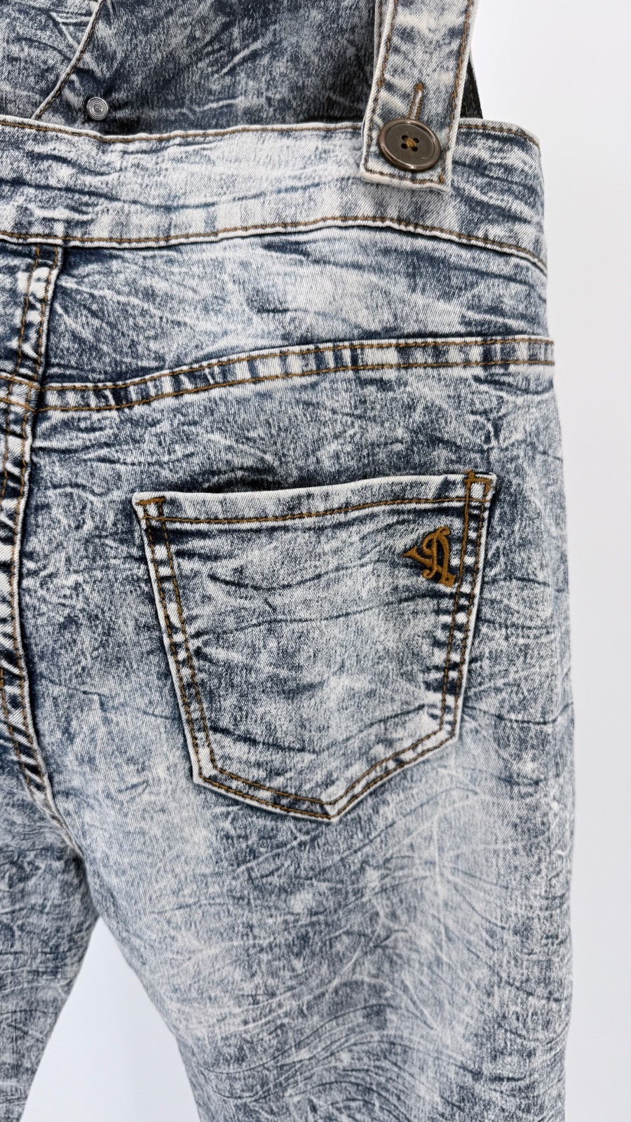 VIP Acid Wash Denim Overalls Women M Y2K 90s Grunge Stretch Slim Fit Jumper image 9