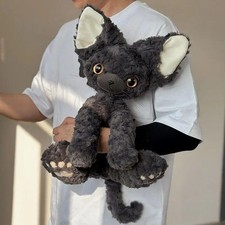 Black Cat Plush Toy, Soft Fluffy Cat Plush Gift for Kids Adults