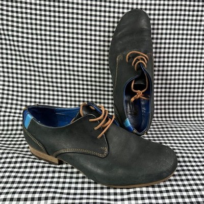 John Fluevog Radio CBC Men s Classic Derby Shoes Black Blue Leather Size 9