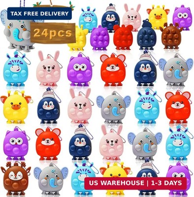 24 Pcs Party Favors for Kids, 3D Animal Pop Fidget Toys Bulk, Sensory Bath Sucti