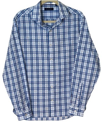 7 Diamonds Men s Medium Long Sleeve Button-Up Shirt Blue Plaid