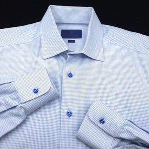 David Donahue Dress Shirt Mens 16 34/35 Trim Slim Fit White Blue Pinpoit OXFORD