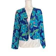 Vintage Floral Rayon Jacket Medium M Cropped Made USA