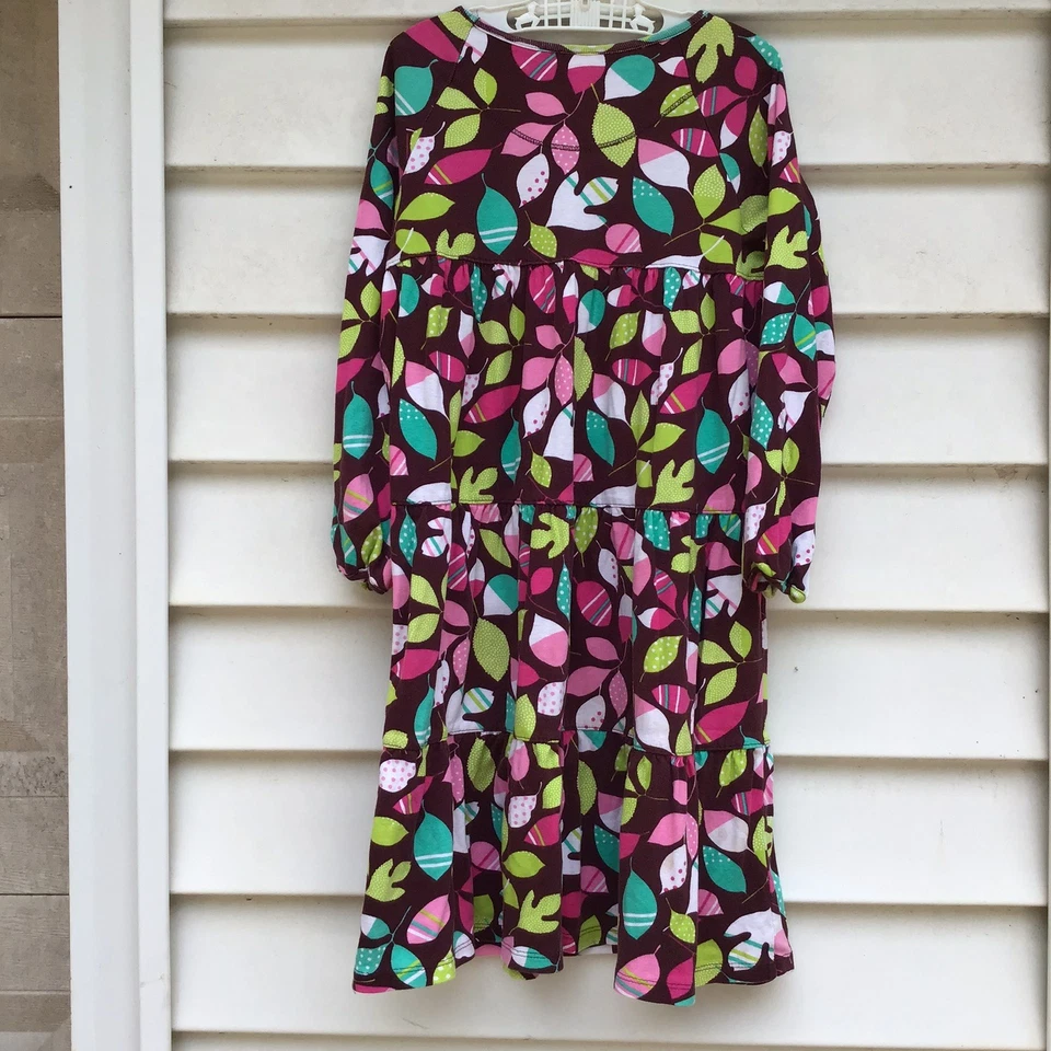 Vestido Granate Hill Niños Niñas Talla 8 Marrón Multicolor Estampado Hojas Columpio Otoño Otoño Foto 4 de 4