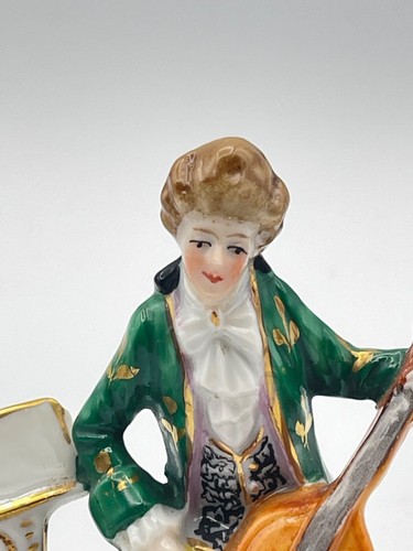 Antique Musician Chelsea Piano and Cello Player Pair 2 Porcelain Figurine - Picture 14 of 20