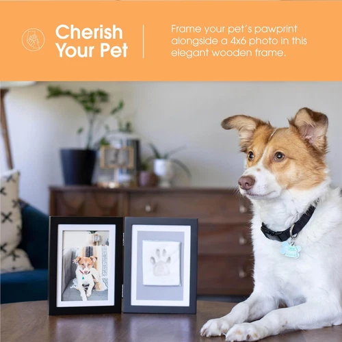 Pet Paw Print Photo Frame with Clay Imprint Kit - Wooden Pet Paw Print Frame, DI - Picture 5 of 12