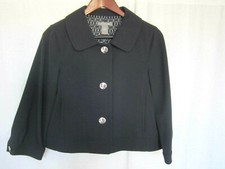 Ann Taylor Blazer Jacket Size 4 Black 3/4 Sleeves Fully Lined Rayon Nylon