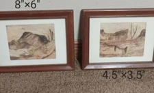 Original Indigenous Bark Wood Painting Collage Trudi Skrehunic folk art Set (2)