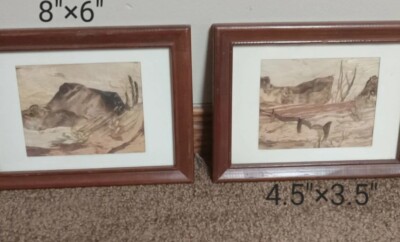 Original Indigenous Bark Wood Painting Collage Trudi Skrehunic folk art Set (2)
