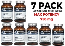 Kinoko Platinum AHCC, 7 PACK, Immune Support, 750 mg, 60 capsules each 420 total
