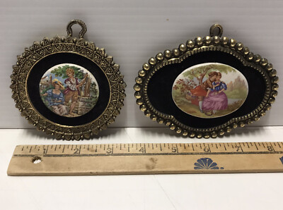 E.A. Riba Co Brooklyn NY Vintage Cameo Medallion Set Of 2 Victorian Theme