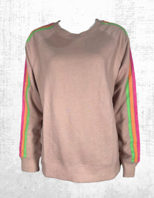 Ex HUSH Damen Langarm Sweatshirt Nyla gestreift in Altrosa