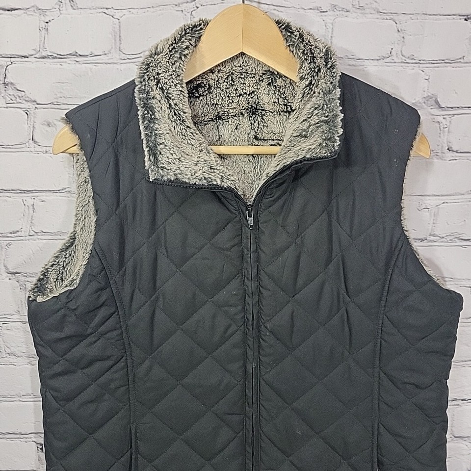 Winter Dream Vest Womens M Medium Black Faux Fur Lined Winter Warm eBay