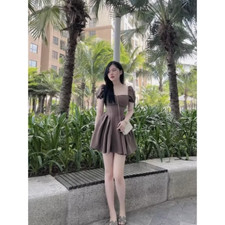 Korean princess Short sleeves pleated dress