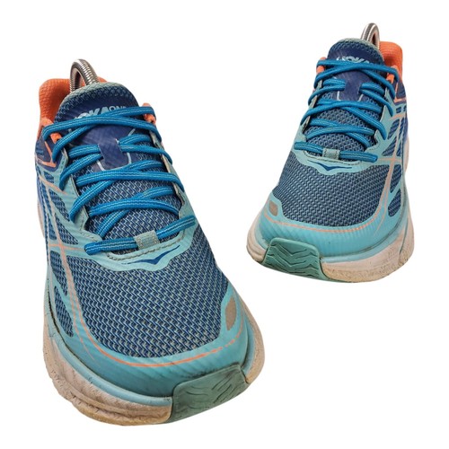 HOKA One One Shoes CLIFTON 3 Womens Size 9.5 Blue Orange Running Sneaker F27216K - Picture 2 of 11