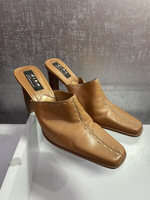 Vintage Diba USA Women's Slip On Square Toe Leather Heels Size 9M (F27) 