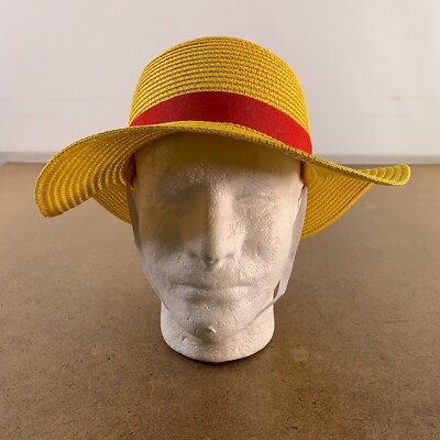 Adult Size Small Yellow Straw Red Band Stretch Chin Strap Floppy Costume  Hat New