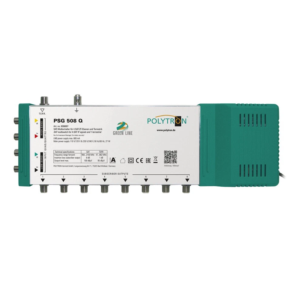 Polytron Green Line PSG 508 Q FULL HD 4k Multiinterruptor para Quattro y Quad Lnb