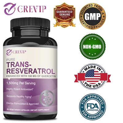 Trans-Resveratrol 1500mg - mit Quercetin Anti-Aging Antioxidans Supplement