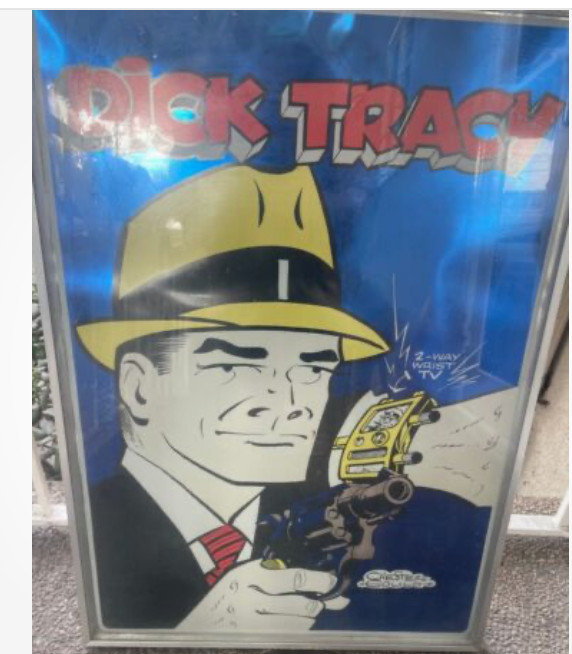 Chester Gould, Dick Tracy poster, metal & glass frame, perfect cond., pop art