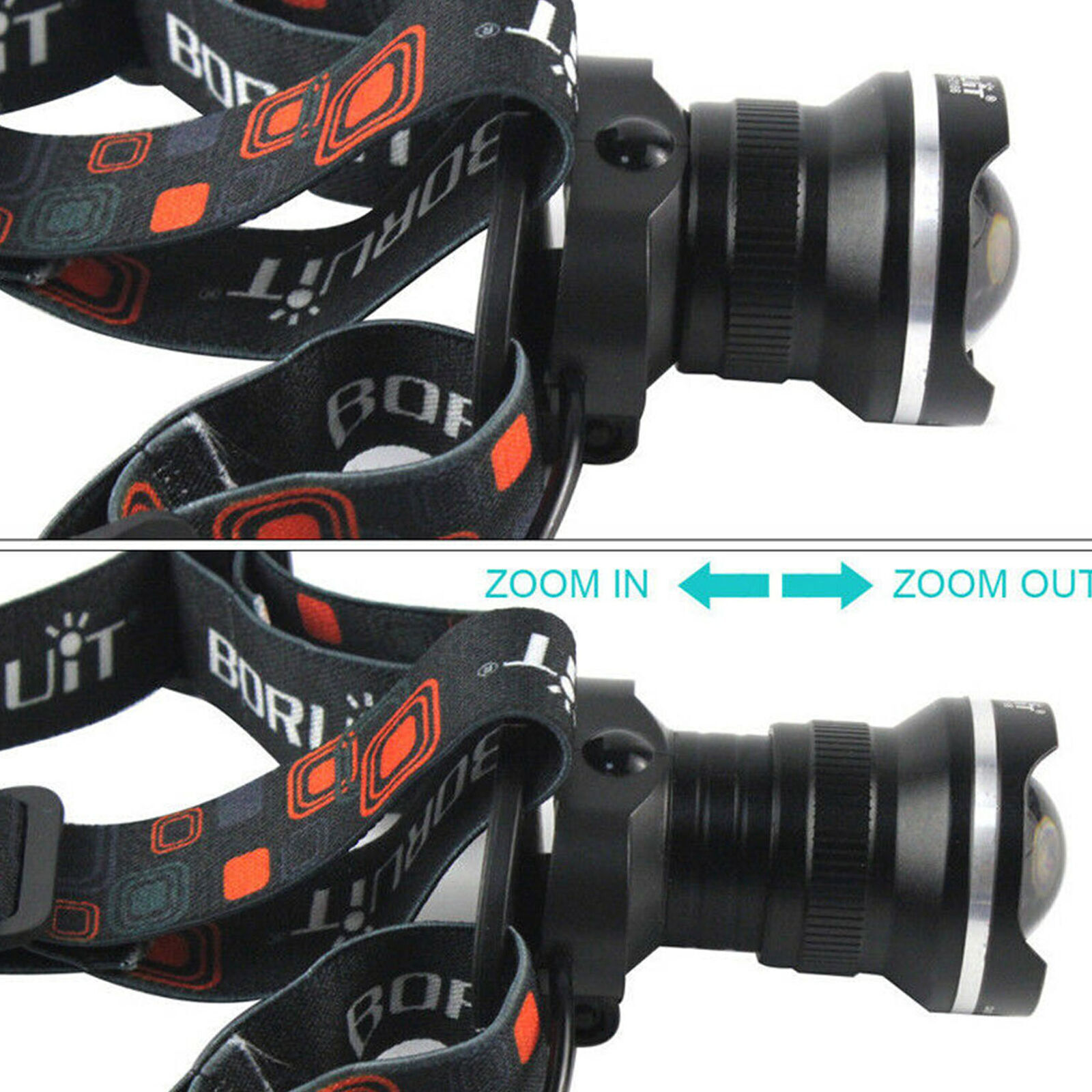 LED Rechargeable Headlamp AA Battery Zoomable Headlight Flashlight