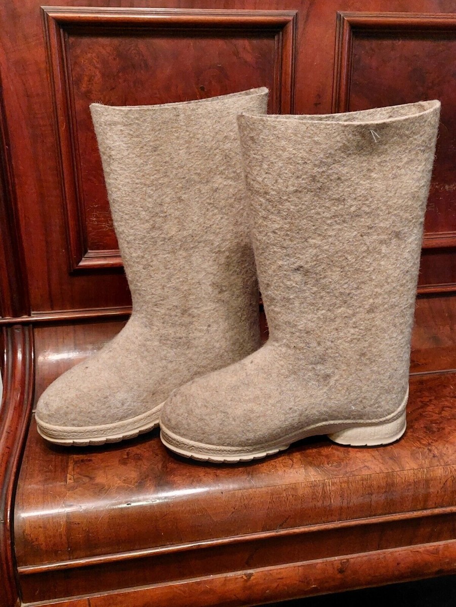 ORIGINAL NEW RUSSIAN WOOL FELT BOOTS VALENKI RUBBER SOLE SIBERIA WALENKI  8US 39E