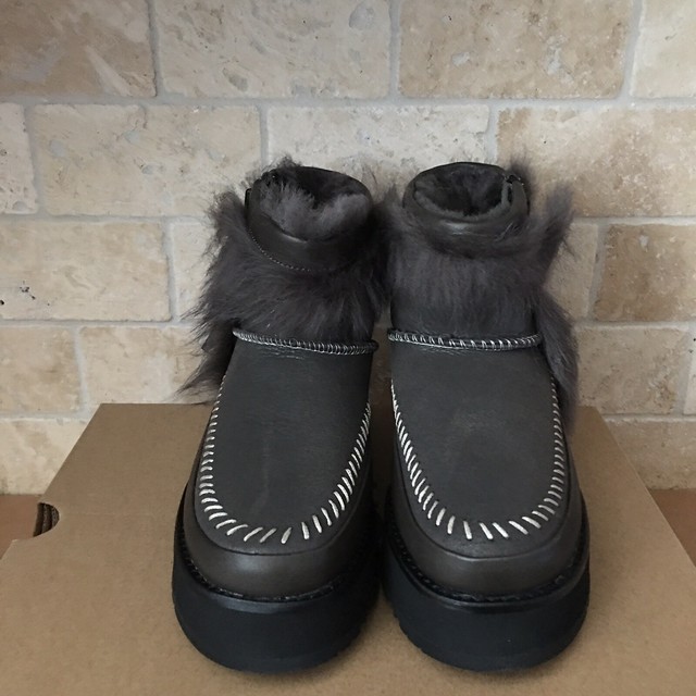 ugg fluff punk ankle boot black