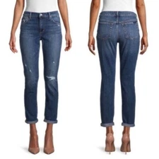 Joe’s Jeans Boyfriend Slim Ankle Brushy 30 Distressed Stretch Rolled Cuff