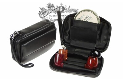 Peterson Trousse X 4 Pipe Portatabacco E Accessori Pipe In Pelle Nera Ikp1