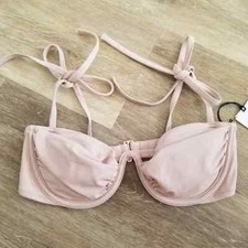 NWT Shade Shore Nude Beige Shoulder Tie Underwire Bikini Top Size 36B