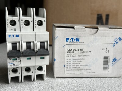NEW Eaton Moeller FAZ-D6/3-RT Circuit Breaker FAZ 3 Pole 6A 277V 50/60Hz 102304