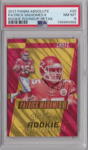 2017 PANINI ABSOLUTE PATRICK MAHOMES II RC ROOKIE ROUNDUP #20 GRADED PSA NM-MT 8